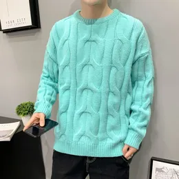 韓国のファッション秋の冬の服クルーセーターメンズ衣類ニットセータージャンパースリムフィット温かいトップス