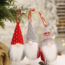 Decorazioni natalizie Babbo Natale Cappello lavorato a maglia Ciondolo Bambola senza volto Decorazione dell'albero Layout di scena fai-da-te Decorazioni natalizie per la casa Felice anno 2022