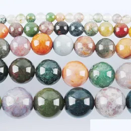 Agate Indian Agate Stone Loose Round Ball Ball Beads for Womens Jewelry Making Diy Necklace Jewellery 4 6 8 10 12mm 15.5inches bdejewelry dhyqf