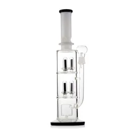 16-Inch Straight Tube Glass Hookah Bong with Dome to Circ Percolator, 18mm Male Joint