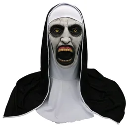 Inne imprezy imprezowe dostarcza horror Scary Nun Latex Mask z/Head Scarf Valak Cosplay for Halloween Thriller 221007