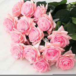 Dekorativa blommor 15st/mycket h￶gkvalitativ konstgjord dekor Rose Latex Flower Home Decoration Real Touch Weddal Bridal Bouquet