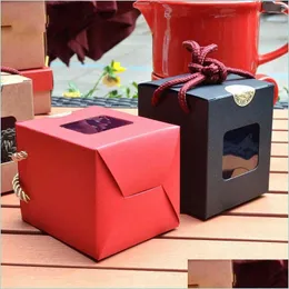 Pakiet prezentowy Kreatywny projekt Kraft Papierowy pudełko prezentowe z przezroczyste okno miód herbata brązowa cukierka lina 248 J2 Drop dostawa 2021 Strona główna DHVV9