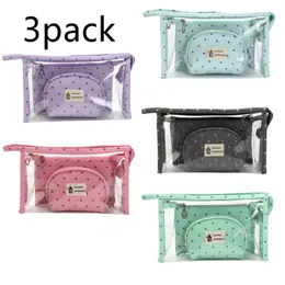 Three-piece cosmetic bag Cartoon embellished ladies articles storage bags Multi-functional hand hold travel portable toiletries bag LK313