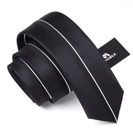 Bow Ties Fashion Men's 2022 Brand Casual 6cm Men Business Slippies Skinny Black Striped Neck Tie för Gravata Present Box T088