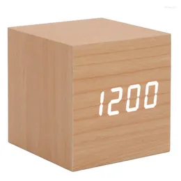 Watch Boxes LED Wood Clock Wooden Digital Alarm Adjustable For Bedside Table