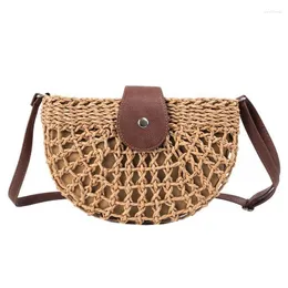 Borse da sera 2022 Summer Rattan Women Saddle Straw Shoulder Bag Handmade Crossbody Lady Handbags Woven Bohemia Clutch