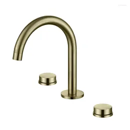 Bathroom Sink Faucets Tuqiu Brushed Gold Basin Faucet Brass Mixer Tap Widespread Rotation Wash 3 Holes Lavotory