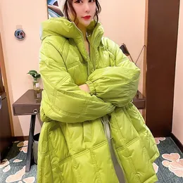 Women's Down Parkas Candy Color Cotton-padded Jacket Women's Winter Loose Korean Puffy Coat Warm Hooded Bright Outwear Pregnant Can Wear 221007