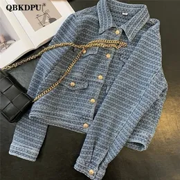 Bayan Ceket Sokak Giyim Kore tarzı Mavi Denim Kadınlar Retro Gevşek Uzun Kollu Günlük Düğme Tasarımcısı Jean Ceket Chaqueta De Mezcilla 221007