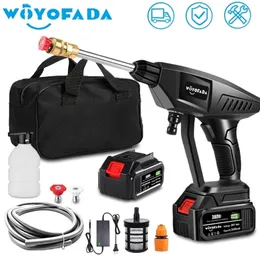 Spray Guns 30Bar Cordless High Pressure Car Washer Electric Water Gun Portable Cleaner Battery Washing Rechargeable Mini 221007