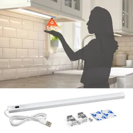 Sensor de varredura manual LED sob luz do gabinete para cozinha USB 5V 30cm 50cm Quarto Night Night Light Cama L￢mpada