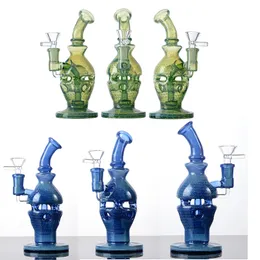 Heady Glass Blue Green Hookahs 14mm Female Joint Smoking Accessories duschhuvud per Faberge Egg Glass Unikt Bong Percolator Oil Dab Rigs With Bowl WP2282