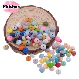 Baby Teethers Toys Fkisbox 500pcs 12mm Lentil Loose Beads Silicone Baby Teether BPA Free born Teething Necklace Nurse Pacifier Chain Accessories 221007