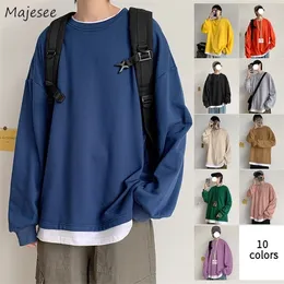 Mens Tshirts Långärmad tshirts män Fake 2 -stycken Patchwork 10Colors Ins Leisur Oversize Teens Tops Springautumn Korean Style Fashion Chic 221007