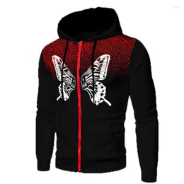 Erkek Hoodies Street Erkekler Fermuarı Kapşonlu Kazak Kadın Yüksek Stil Sonbahar Kadınlar Baskı Kelebek Kapşonlu Günlük Hardij Ceket