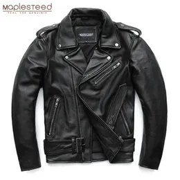 Men's Jackets MAPLESTEED Classical Motorcycle Jackets Men Leather Jacket 100% Natural Cowhide Thick Moto Jacket Winter Sleeve 61-67cm 6XL M192 221006