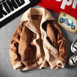Sherpa Jacket Men Fur Lined Winter Vintage Turndown Collar Streetwear Retro Style Jackets Mens Coats