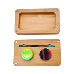 Dab-Werkzeug Räucherbox-Set Silikonboxen Doppelplatten-Bedienrollentablett aus Holz Räuchercremelöffel Silikon-Pad-Sets