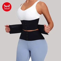 Womens Shapers MiiOW Tre pezzi di addominali segmentati Binder Latex Tummy Bandage Wrap Waist Trainer Shapewear Cintura Bodyshaper Corsetto Cinchers 221007