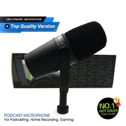 Professionell MV7 Broadcast Microphone Podcast Dynamic MIC f￶r hemmastudioinspelningsspel All Metal USB/XLR inbyggd h￶rlurar