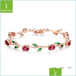 Tennis Rose Gold Color Chain Link Link Tennis Bracelet com Red e Green AAA Zircon para MSEE PIC Presentes J￳ias Jib072 2012 Q2 Drop DHGBC