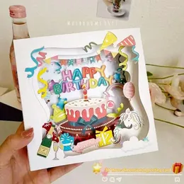 Gratulationskort svamp 9527 3d tredimensionell tårta Box Birthday Card Handskrivning koreansk kreativ DIY handgjorda gåva välsignelser