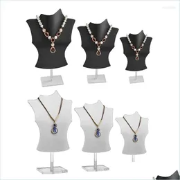 Jewelry Pouches Bags Jewelry Pouches 85Lf 3D Acrylic Mannequin Necklace Display Holder Bust Stand Pendant Chain Chokers Loc Dhgarden Dhmak