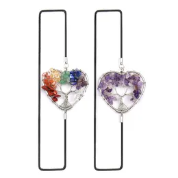 Heart Shaped Crystal Life Tree Bookmark Party Favor Natural Gravel Elastic Rope Bookmark Creative Gift