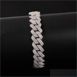 Link Chain Chain Hip Hop e Zirc￴nia c￺bica Bling Iced Out Gold Sier Lock Open Lock Reisless Cuban Miami Link Bracelet for Men Rapper Jew Dhepp