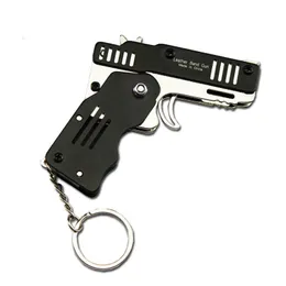 Mini Keychain Gun Rubber Band Gun Toy Pistol Alloy Kid Outdoor Party Folding Metal Gusn Gift Boyfriend Fidget Toys 1148