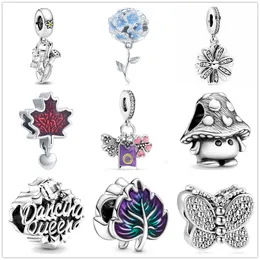 925 Sterling Silver Dangle Charm Women Beads High Quality Jewelry Gift Wholesale New Mushroom Flower Butterfly Pendant Bead Fit Pandora Charms Bracelet DIY