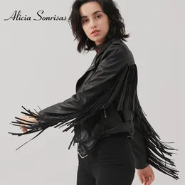 Women's Jackets Autumn Leather Fringed Tassel Spring PU Coat Short Slim Fit Waist Motorcycle Fashion 221007