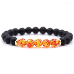 Strand 18 färger vackra 8mm svart matt sten naturliga pärlor armband elasticitet hand stretch yoga vänskap smycken bijoux