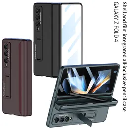Magnetische Hüllen für Samsung Galaxy Z Fold 3 Fold 4 Hülle Glas Displayschutzfolie Scharnier Stift Slot Boxen Standabdeckung