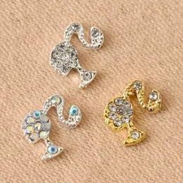 Nail Art Decorations 10PCS Beautiful Girl Head Rhinestones Nails Metal With Crystal 3D Alloy Silver Gold Diamonds Charms Gems SH63