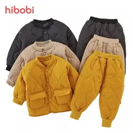 Set di abbigliamento hibobi 2 pezzi Autunno Inverno Set di vestiti per bambini Ragazzi Manica intera Tinta unita Parka Cappotto Pantaloni Tute Bambini Bambino Ragazzo Vestito 221007