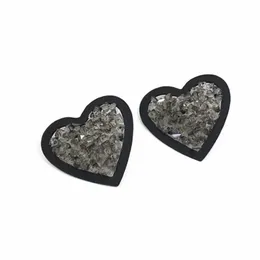 Stud Vintage Irregar Glass Black Heart Shaped Stud Earring For Woman Luxury Party Unusual Earrings Fashion Gift 206 D3 Drop Delivery Dhoxi