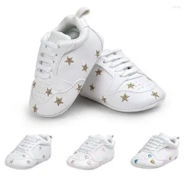 First Walkers Baby Shoes Boy Girl Print Heart Star Toddler Sneaker Suola morbida antiscivolo in PU 0-18 mesi