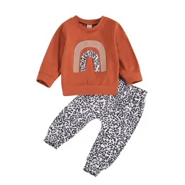 Kläder set Citgeett Spring Born Baby Girls kläder Rainbow Leopard tryck långärmad Pullover Sweatshirt Tops Pants 0 24m 221007