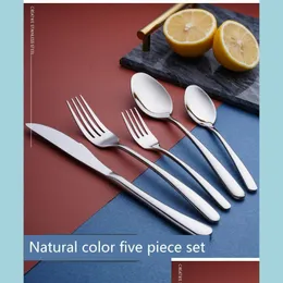 Столовые наборы 304 из нержавеющей стали вилка вилка Spoon Western Food Set Creative Family Restaurant Elegant Dailware Drop Delive Bdesybag DH0CQ