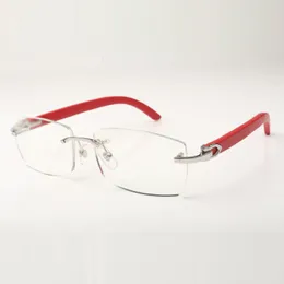 Ramka zwykłych okularów 3524012 W zestawie nowy sprzęt C, który jest płaski z czerwonymi drewnianymi nogami