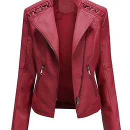 Женские куртки осенняя зима Pu Faux Leather Jackets Женщины с длинным рукавом стройной мотор -байкер кожа