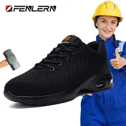 Сапоги Fenlern Men Safety Shoes Women Light Weew Work Размер работы 35 стальной носок для зимней обуви Женщины Safty Sneaker 221006
