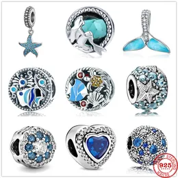 Argento sterling 925 ciondola fascino donne perline regalo gioielli di alta qualità all'ingrosso estate nuovo oceano sirena pesce stella marina ciondolo perline braccialetto Pandora fai da te