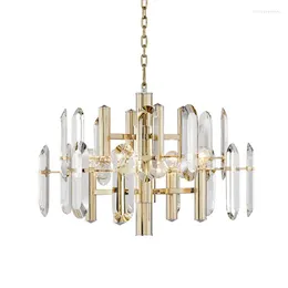 Candeliers lideraram E14 Pós -moderno Crystal Iron Gold Lustrelier Suspensão Lampen de Luminária de Lustração para Foyer