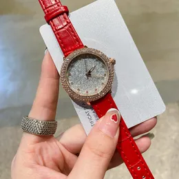 luxury Top brand lady watch full diamond 33mm dial leather strap women watches Rhinestone wirstwatches for womens Mother's Day Christmas gift montre de luxe