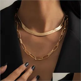 Цепи панк Mtilayer Big Chain Choker Ожерелья для женщин Винтажный золотой цвет раскрашивание змеи