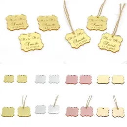 Inne imprezy imprezowe dostarczenia 50pcs spersonalizowane imienia dziecięcego Chrzcie Mirror Acryl Tag Square Wedding Engagement Table Dekoracja Favors Custome Prezent 221007