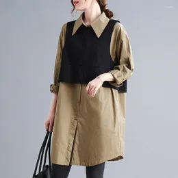 Frauen Blusen 4XL 5XL Koreanische Mode frauen Bluse 2022 Weste Hemd Set Frauen Große Größe Lange Shirts Vintage damen Tops